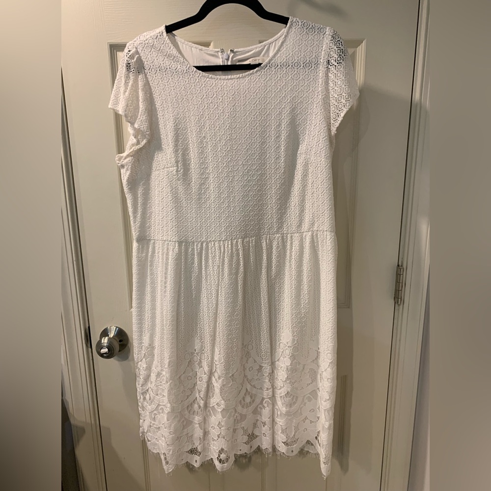 Loft white lace dress size 14